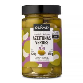 Olymp - Azeitonas Verdes com Alho 170g - Stuttgart Artigos Finos